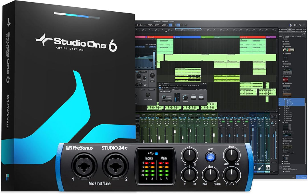 PreSonus Studio 24c, 2 Eingänge/2 Ausgänge, 192 kHz, USB-C Audio Interface mit software bundle inklu