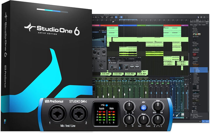 PreSonus Studio 24c, 2 Eingänge/2 Ausgänge, 192 kHz, USB-C Audio Interface mit software bundle inklu