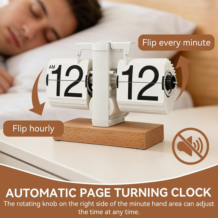 HERCHR Flip-Schreibtischuhr, Retro-Digital-Flip-Down-Uhr, Retro-Flip-Uhr, Retro-Digital-Flip-Down-Uh