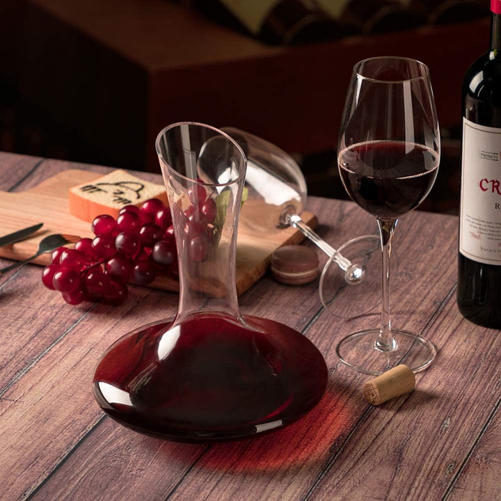 Weinkaraffe Weinbelüfter Set mit Trockenständer, Stopfen, Bürste und Perlen, Dekanter, Weindekanter,