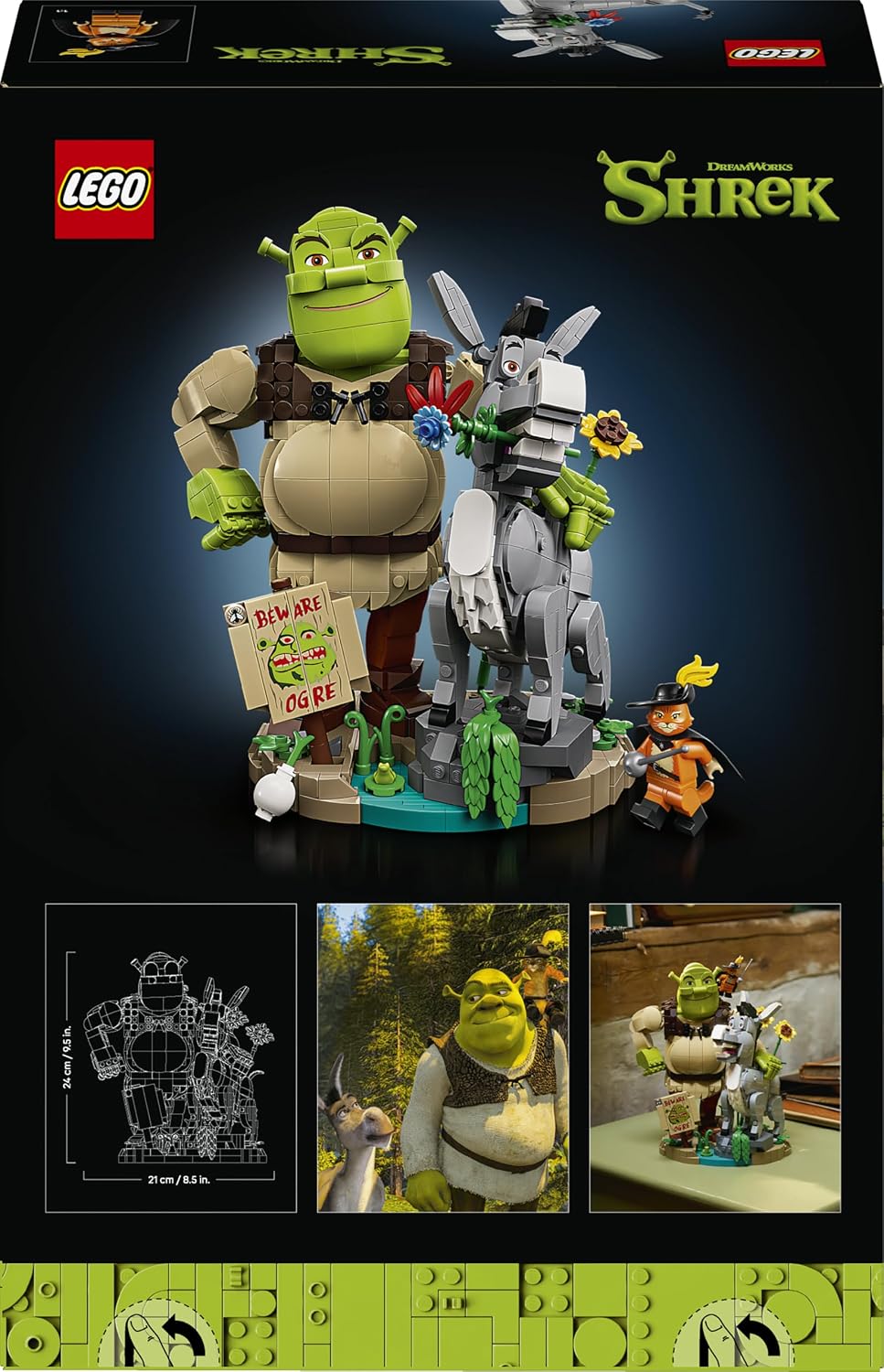 LEGO Shrek: Shrek, Esel und Der Gestiefelte Kater - Film Modellbau für Erwachsene - Ausstellungsset