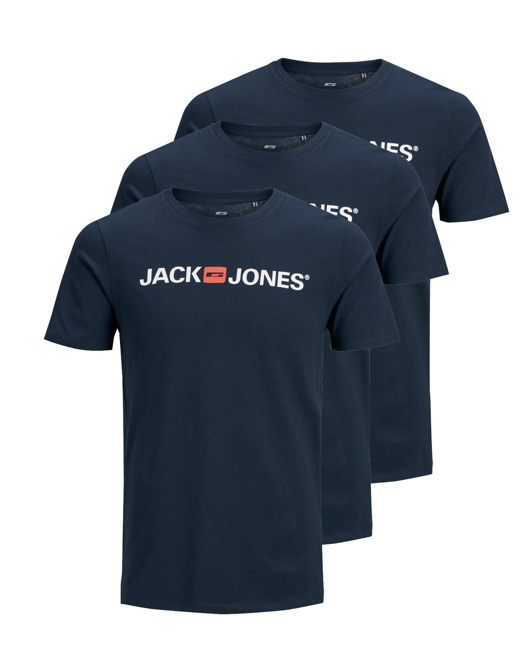 JACK & JONES Herren T-Shirt 3er Pack – Baumwolle, Rundhals, Kurzarm, mit Print – Bequeme Freizeitshi