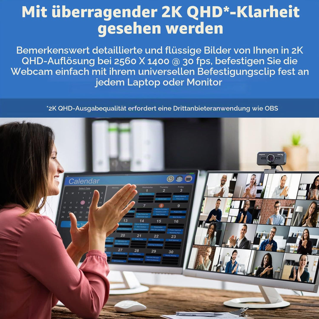 CREATIVE Live! Cam Sync V3 2K-QHD-USB-Webcam mit 4-fachem Digitalzoom und Mikrofonen, 1080p HD, bis