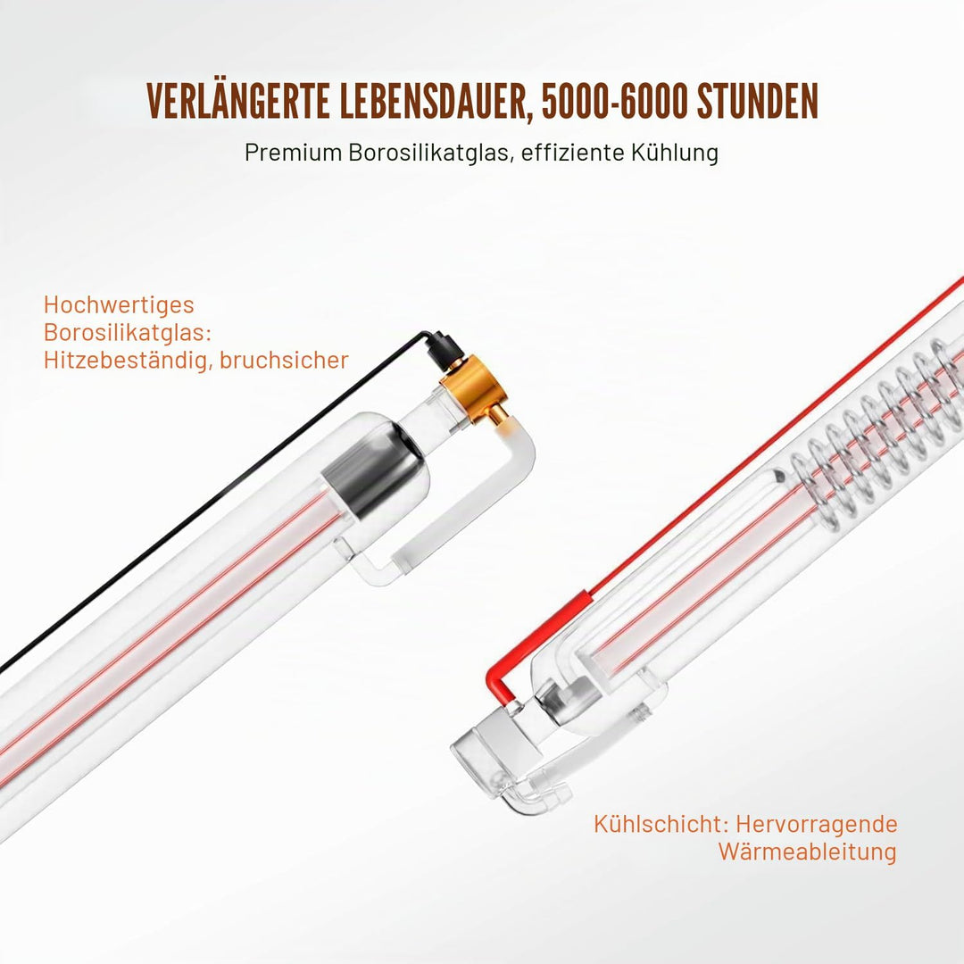 CO2 Glas Laserröhre 80W Länge von 1250 mm Diam. 50 mm Laser Tube für Laser Gravier- und Schneiden Ma