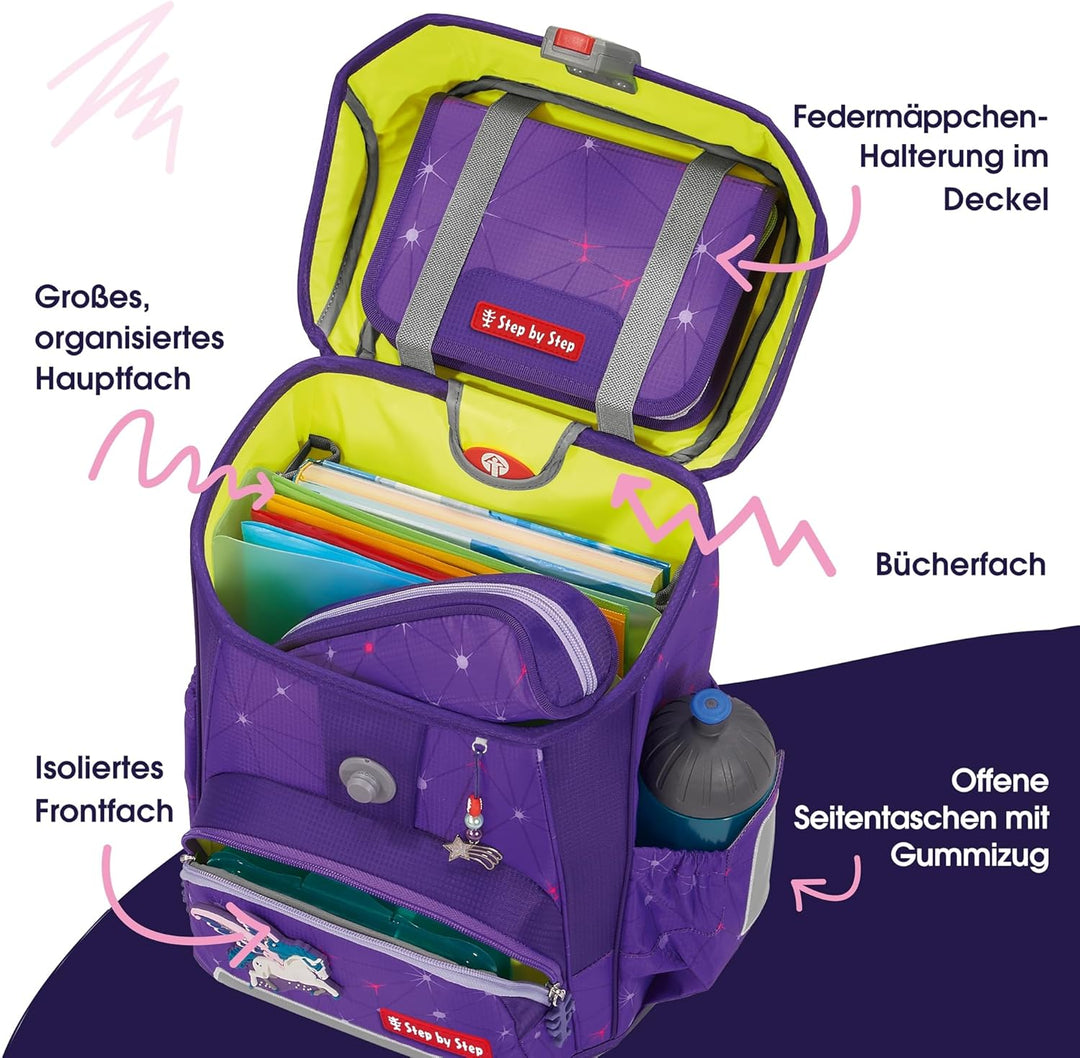 Step by Step Schulranzen-Set Cloud Dreamy Pegasus Shadow, 5-teilig, lila, Pegasus, ergonomischer Tor