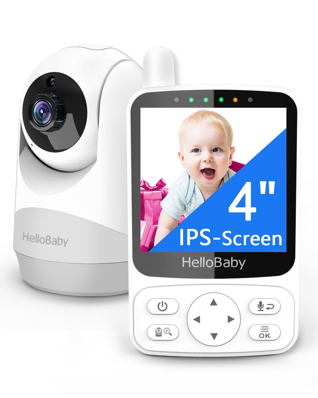 HelloBaby Babyphone mit Kamera,29 Stunden Akkulaufzeit Babyfon,355°/120° Baby Monitor mit Ferngesteu