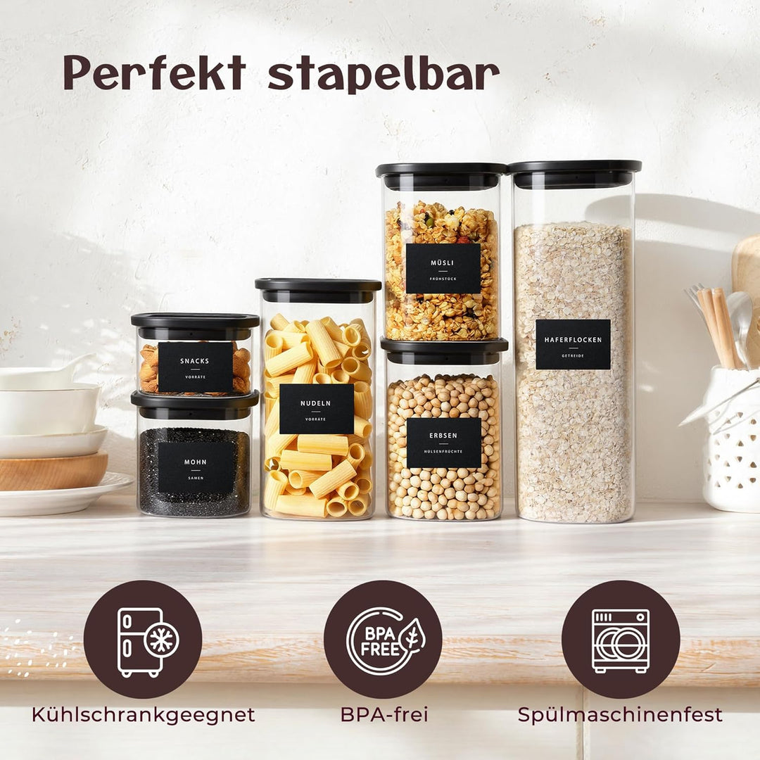 Vorratsgläser mit Deckel (2 x 2300 ml) – Vorratsdosen Glas mit Deckel, luftdicht & mottensicher | ec