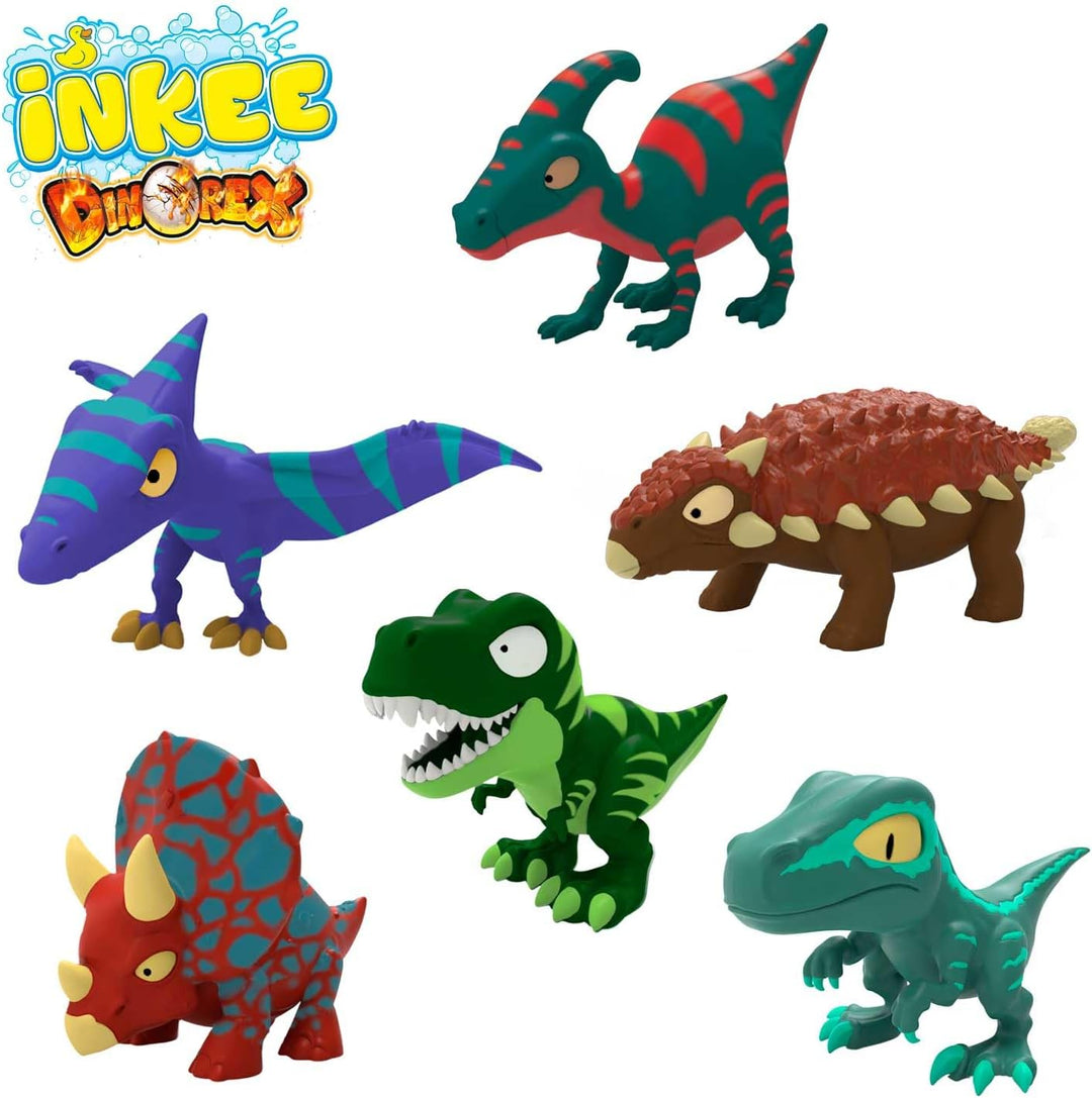 INKEE Geschenkbox DINO mit 6 Kinder Badebomben, enthält 6 verschiedene Dinosaurier Spielzeug zum Sam