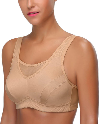Wingslove Damen Sport BH ohne Bügel Nicht Gepolstert High Impact Bustier Halt Joggen BH 80B Nackt, 8