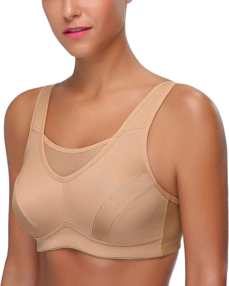 Wingslove Damen Sport BH ohne Bügel Nicht Gepolstert High Impact Bustier Halt Joggen BH 80B Nackt, 8