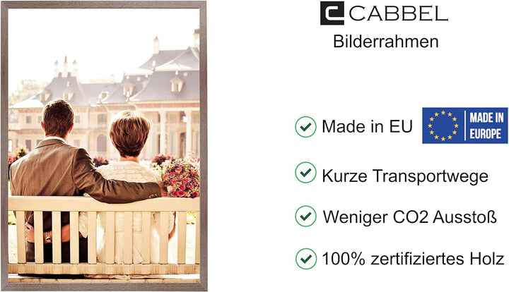 CABBEL Doppelpack (2er Set) Bilderrahmen 40x50 cm, Braun, stabiles MDF-Holz Rahmen, bruchsicherem Pl