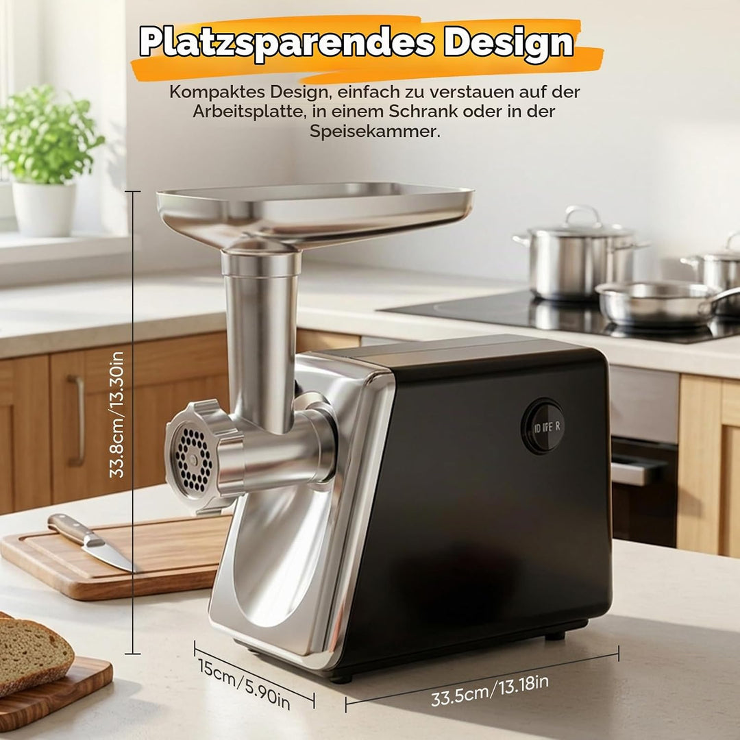 Fleischwolf Elektrisch 4 In 1 Für Fleisch,Wurst,Gemüse Käse,Leise &amp; Überhitzungsschutz, Edelstahl &amp;