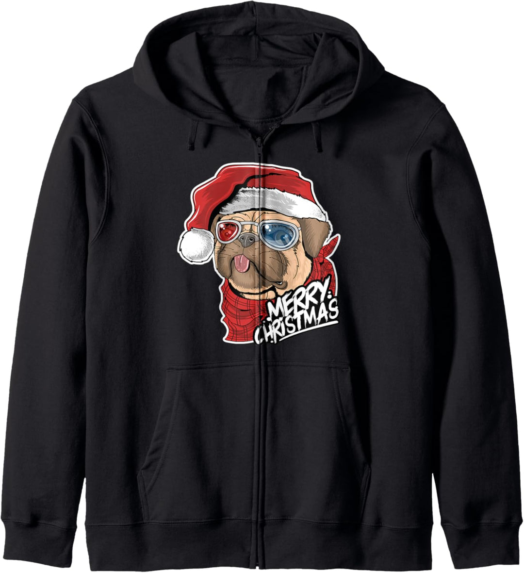 Nette Weihnachtsmops-Hund-Weihnachtsmütze Kapuzenjacke