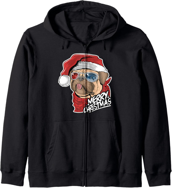 Nette Weihnachtsmops-Hund-Weihnachtsmütze Kapuzenjacke