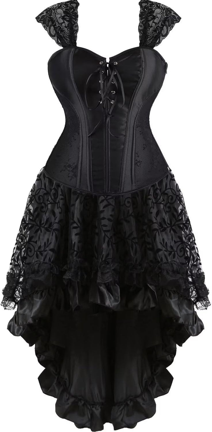 Jutrisujo Korsett Damen Kleid Corsage Gothic Korsagen Corset Reissverschluss Schnüren Reizwäsche Kos