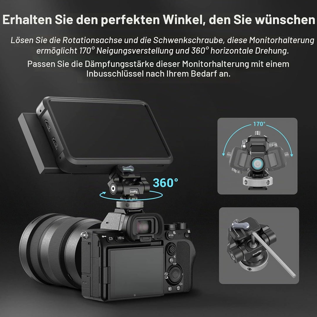 SMALLRIG Cold Shoe Monitor Mount, HawkLock Mini, Drop-in Quick Release Swivel und Tilt Monitor Holde
