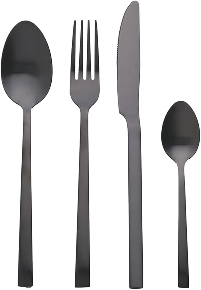 Villa d'Este Home Tivoli 2197796 Lexington Besteck-Set 24 Stück Schwarz Matt, Stahl