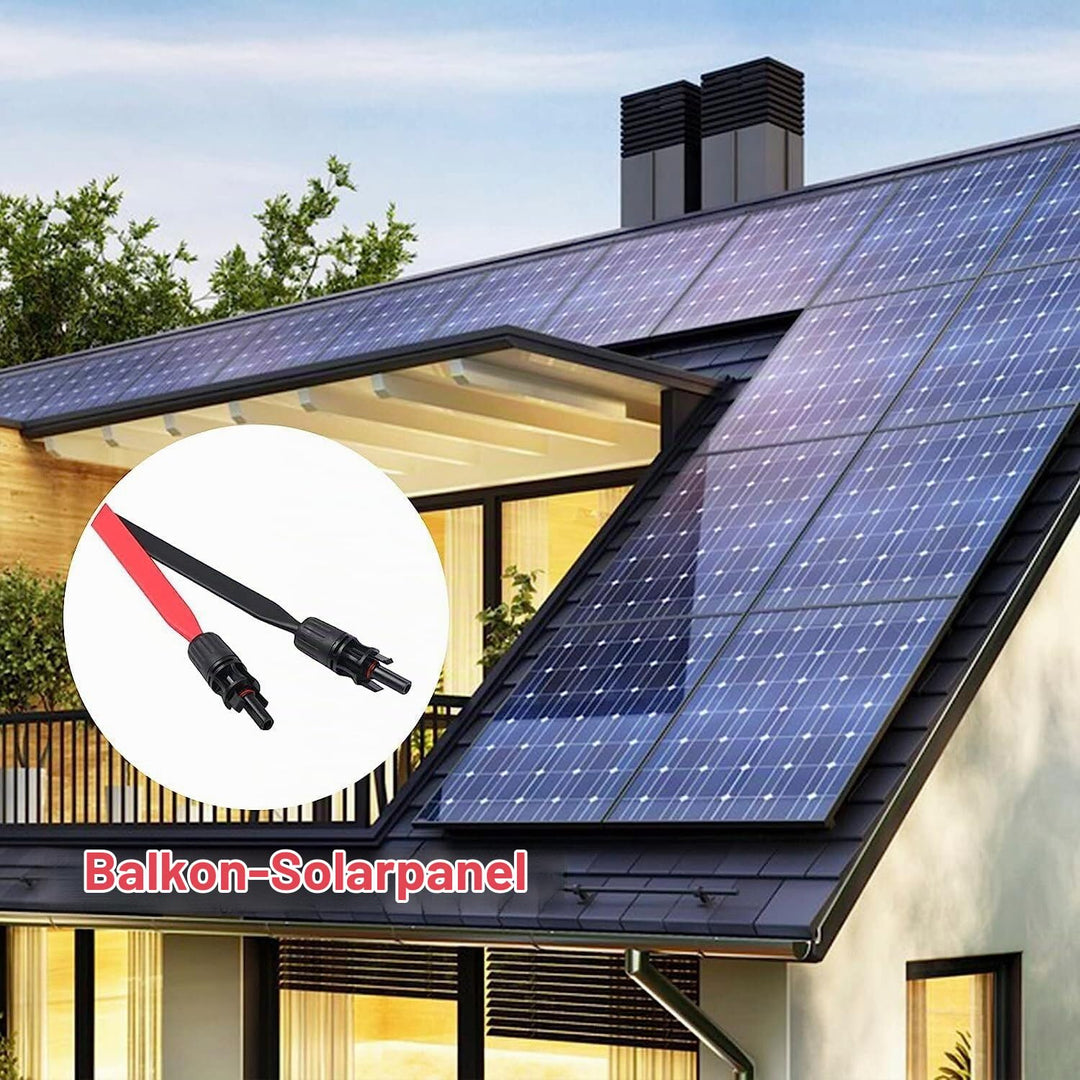 TEOV SOLAR 1 Paar Solarkabel Fensterdurchführung 100CM Flach mit Stecker und Kupplung, Photovoltaikm