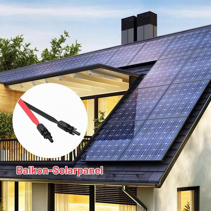 TEOV SOLAR 1 Paar Solarkabel Fensterdurchführung 100CM Flach mit Stecker und Kupplung, Photovoltaikm