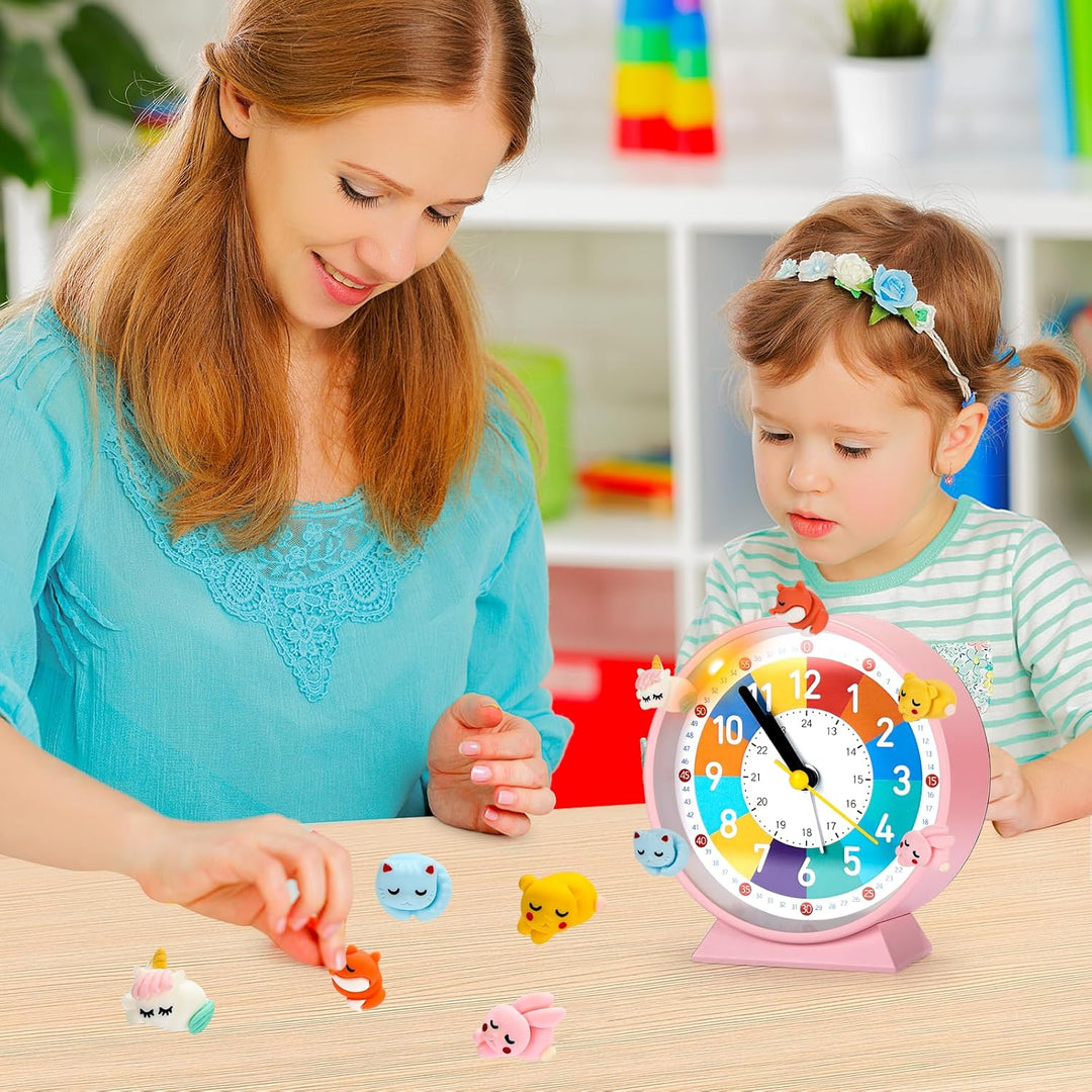 Wecker Kinder, Kinderwecker für Schulanfänge, Kein Tickendes Geräusch, Mit Nachtlicht und Schlummerf