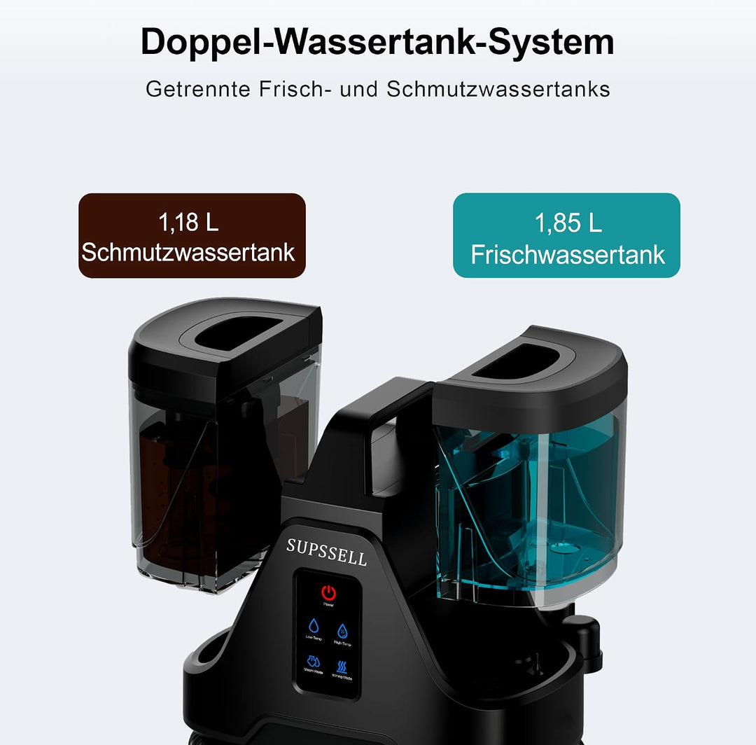 Polsterreiniger 1700W Dampf, für Haustiere, Sofa, Teppich & Auto | Hohe Saugkraft, Dampfreinigung, H