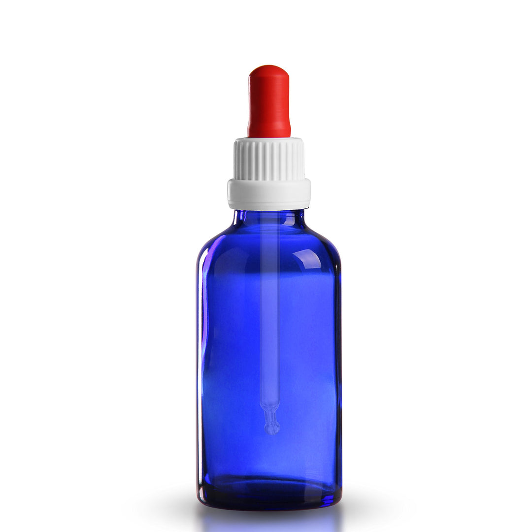 10 x Pipettenflaschen 100ml (Blauglas) inkl. Pipetten mit Originalitäts-Verschluss OV DIN 18 / Pipet