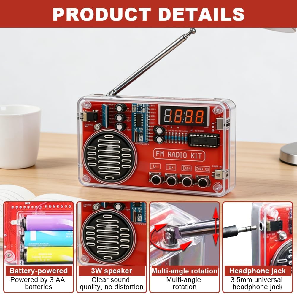 Löten DIY Elektronische Kits Digitalradio, Lötpraxis-Kit mit Digitaler Anzeige für HD-Radio, DIY Ele