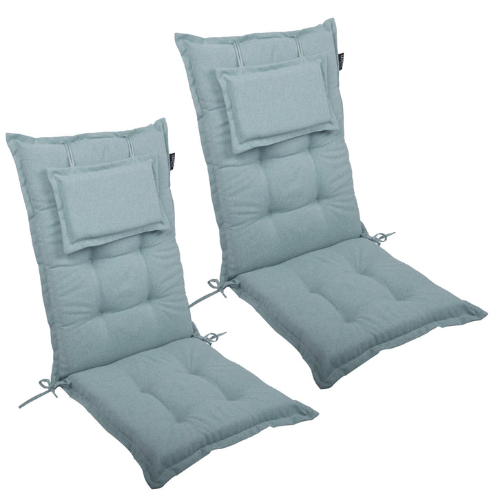 LILENO HOME Gartenstuhl Auflagen als [2er Set - Hochlehner] in Aqua - Bequeme Liegen als Sitzauflage