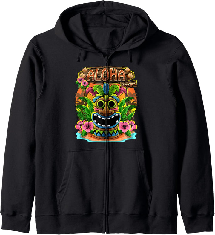 Aloha Strände Strandurlaubsausflug Hawaii Hawaii Hibiskus Kapuzenjacke