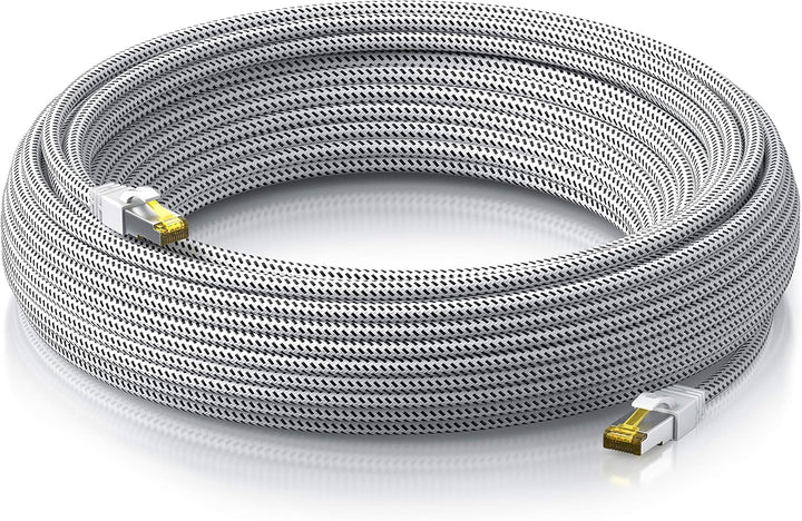 CSL - 25m CAT 7 Netzwerkkabel Gigabit Ethernet LAN Kabel - Baumwollmantel - 10000 Mbit s - Patchkabe