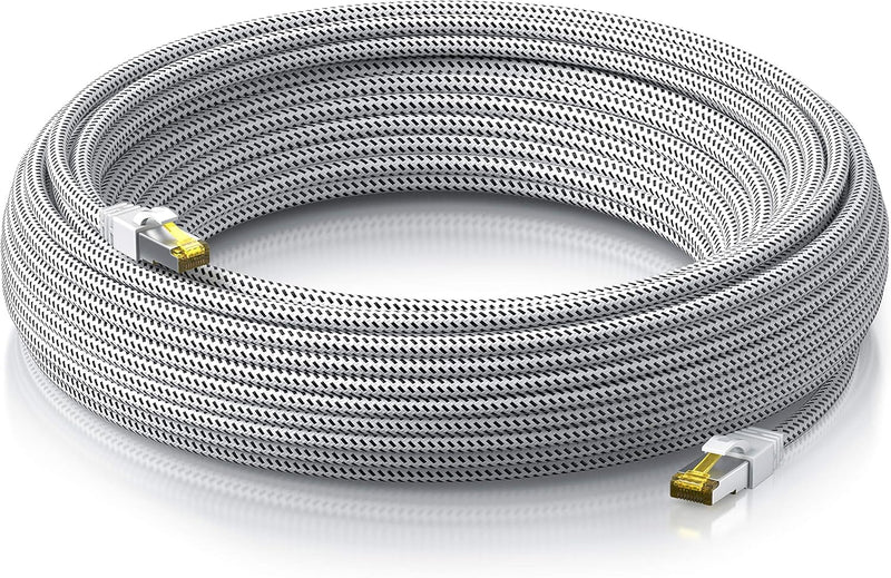 CSL - 30m CAT 7 Netzwerkkabel Gigabit Ethernet LAN Kabel - Baumwollmantel - 10000 Mbit s - Patchkabe