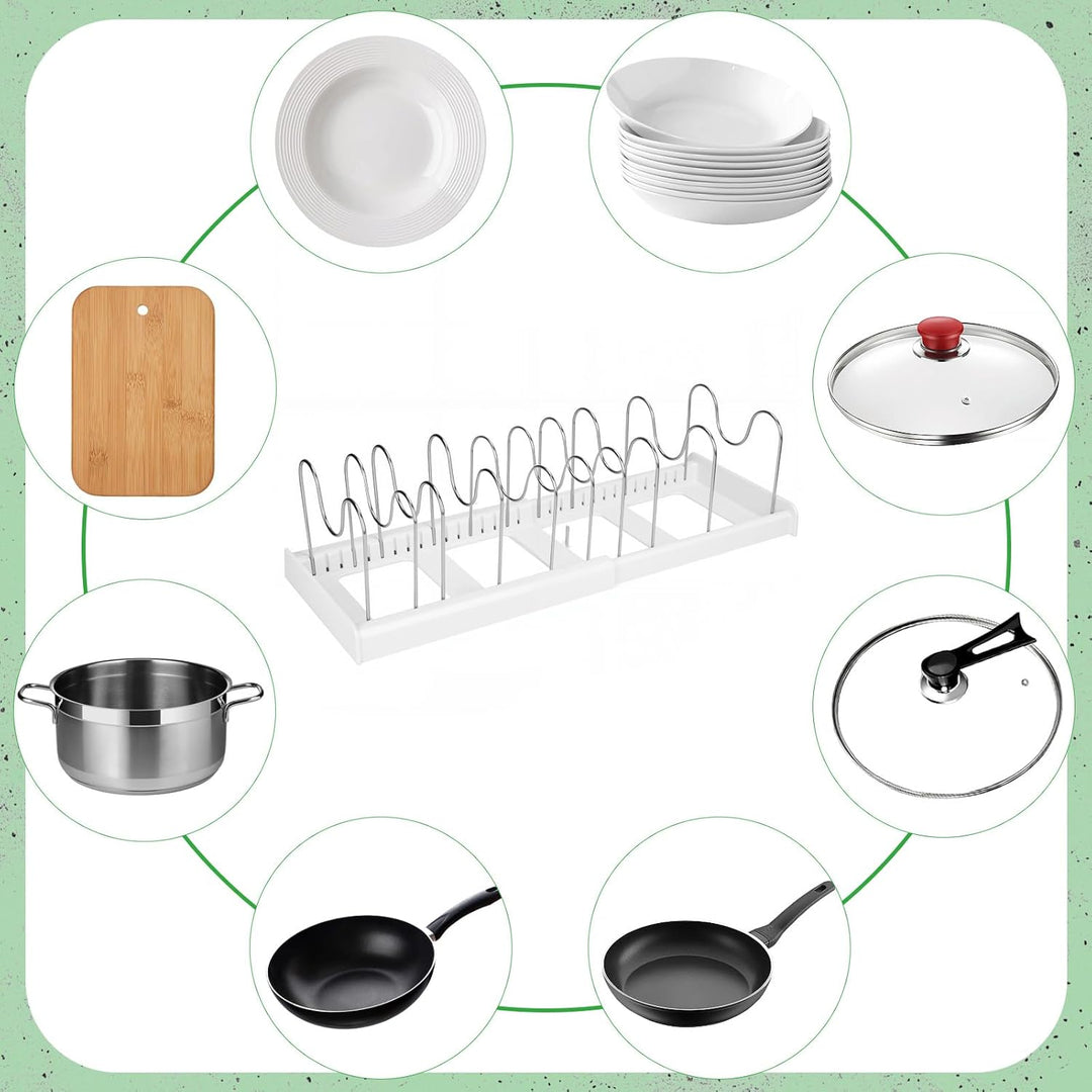 Topfdeckelhalter,Deckelhalter Küche,Erweiterbar Topfdeckel Organizer mit 10 Verstellbaren Fächern,Pf