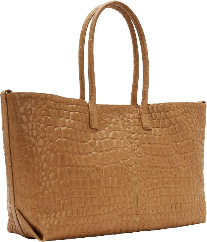 Liebeskind Damen Croco Chelsea Shopper Large Golden Amber, Golden Amber