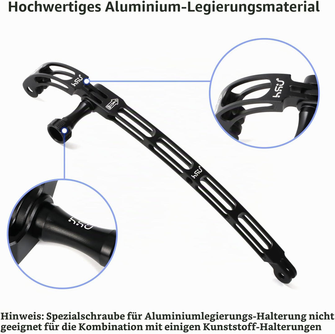 HSU Aluminium Helmet Mount Kit für GoPro, Gebogene Verlängerungsarme für Hero 12/11/10/9/8/7/6/5/4/3