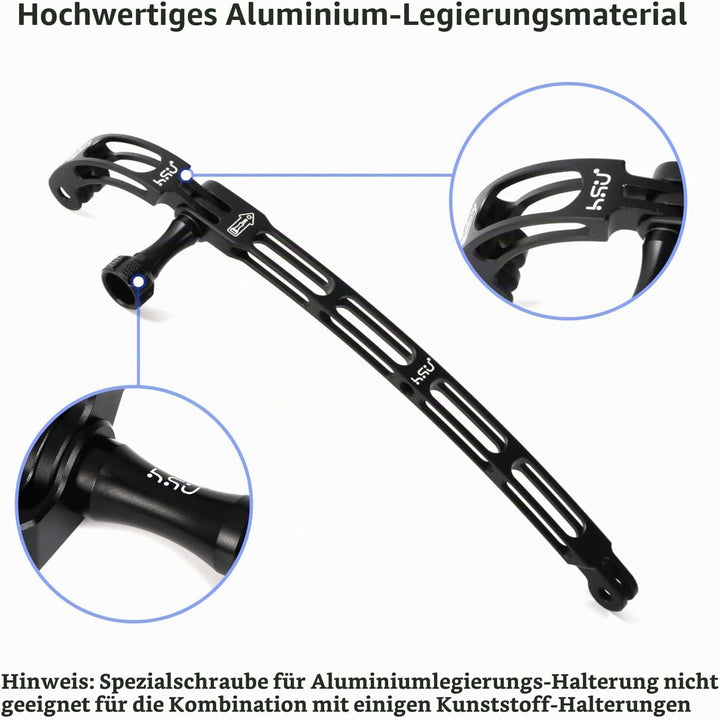 HSU Aluminium Helmet Mount Kit für GoPro, Gebogene Verlängerungsarme für Hero 12/11/10/9/8/7/6/5/4/3
