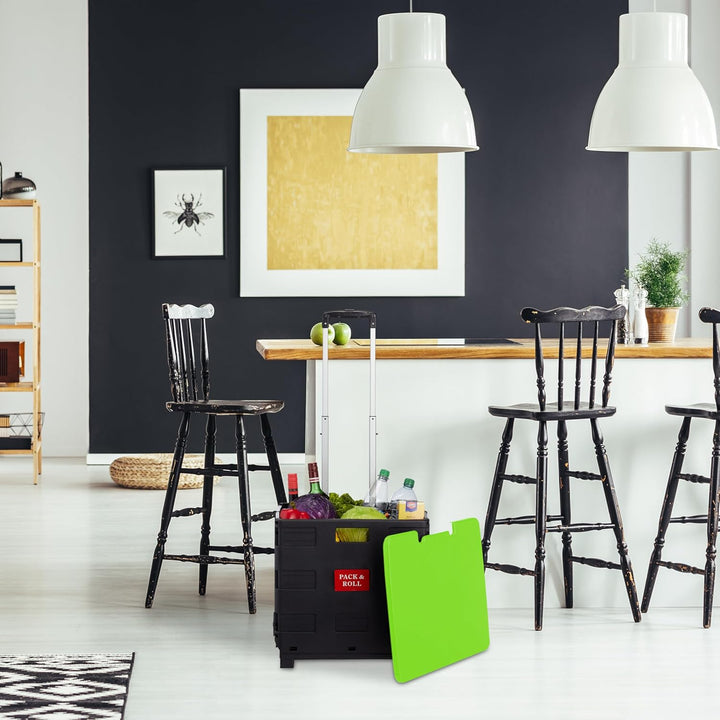 Relaxdays Einkaufstrolley, Klapptrolley mit Rollen & Deckel, Teleskopgriff, bis 35 kg, Faltbarer Tro