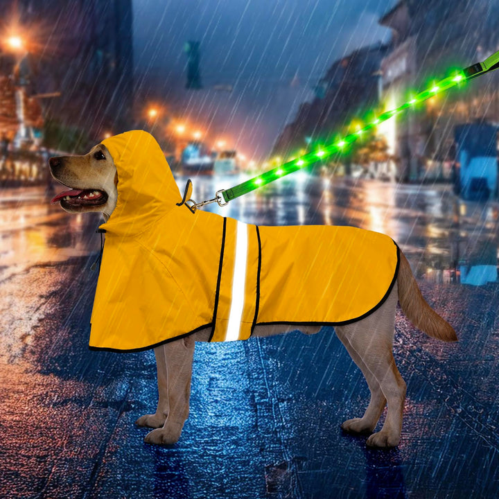 Weesiber Hunderegenmantel, Reflektierender Hund Regenmantel mit Leinenloch, wasserdichte Regenjacke