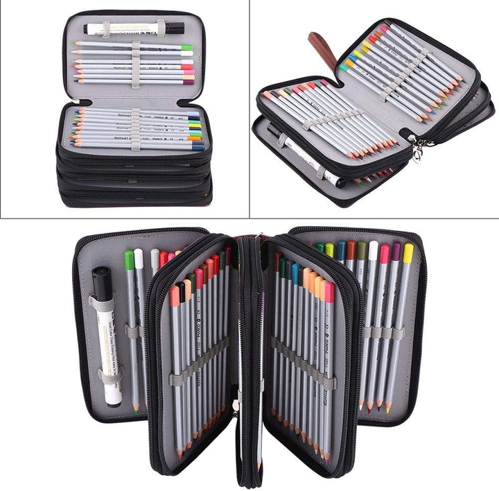 Bleistifte Fall Multi-Schichten 72 Slots PU Leder Bleistifte Tasche Grosse Kapazität Farbige Schule