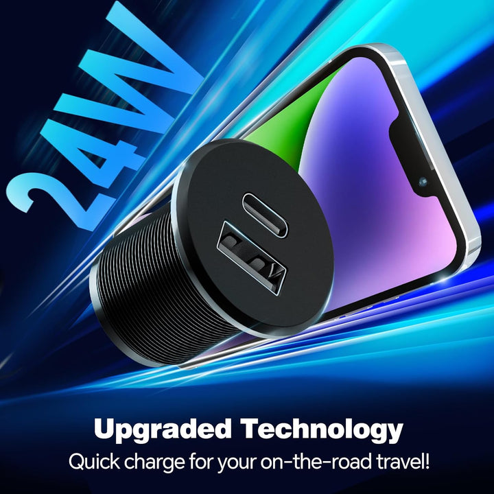acegoo USB C Steckdose 12V Wohnmobil Ladegerät Vollaluminium, Typ C USB Anschluss PD3.0 QC3.0 KFZ Bu