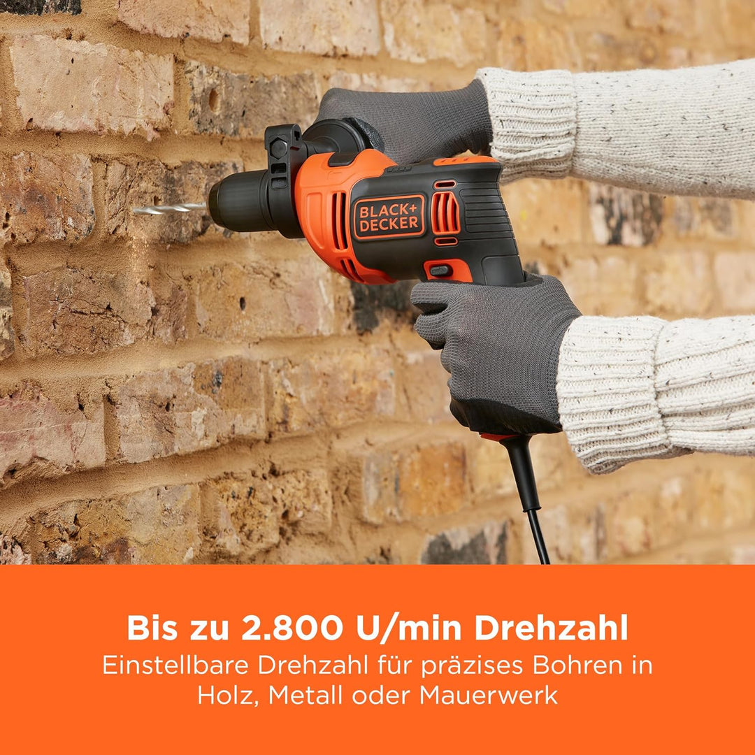 Black+Decker BEH710K-QS 710W 1-Gang Schlagbohrmaschine (Schlagbohrer, 13mm Schnellspannbohrfutter, k