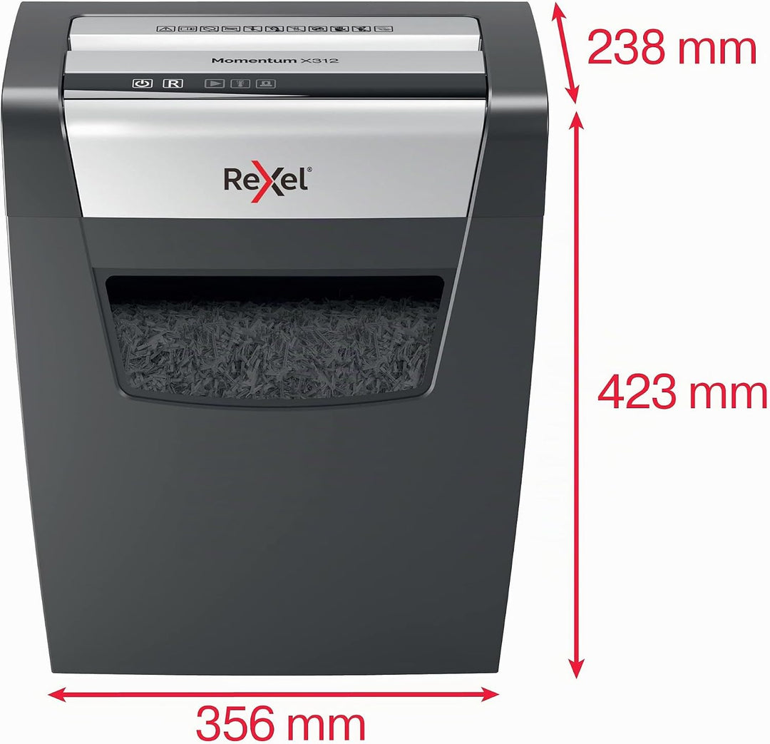 Rexel Aktenvernichter Momentum X312, Partikelschnitt, 13-12 Blatt A4 (70-80 g/m²) Kapazität, Sicherh