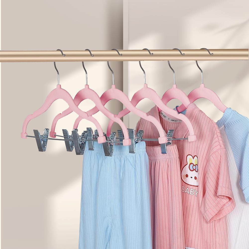 Stormix Baby Kleiderbügel, 14er-Pack Hosenbügel mit Clips, 30 cm rutschfeste Kleiderbügel, Robuste K