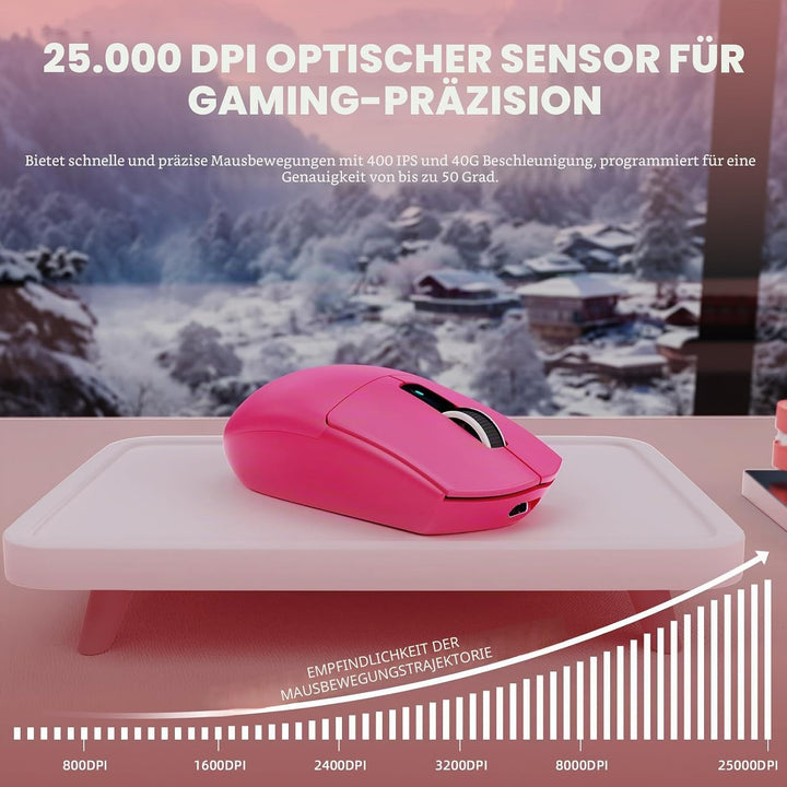 MAMBASNAKE x ATTACK SHARK G3PRO Gaming-Maus mit Magnetischer Ladestation, BT/2.4G Wireless/Kabel, Pi
