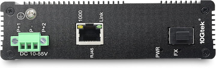 10Gtek Gigabit 1.25G Industrial IP40 Media Converter, (w/ 20-km SFP transceiver), G0101i, DIN-Rail M