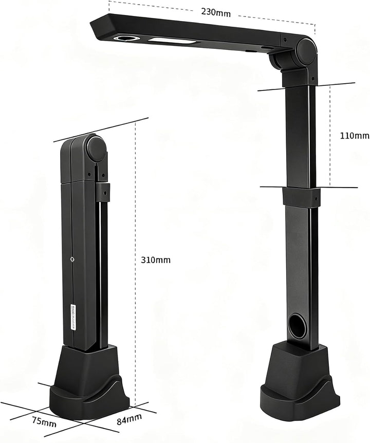 A3 Document Scanner USB Dokumentenscanner 13MP Faltbare Buchscanner OCR Visualizer 3-Level LED Dokum