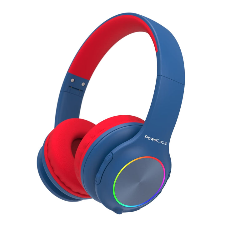 PowerLocus Kinderkopfhörer Bluetooth, Kinder Kopfhörer Kabellos mit LED-Leuchten und 94DB Lautstärke