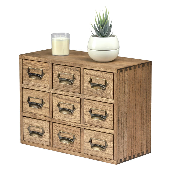 KIRIGEN Holzschreibtisch Aufbewahrungsschrank 9 Schubladen Mini Kommode mit Metallgriffen Desktop Or