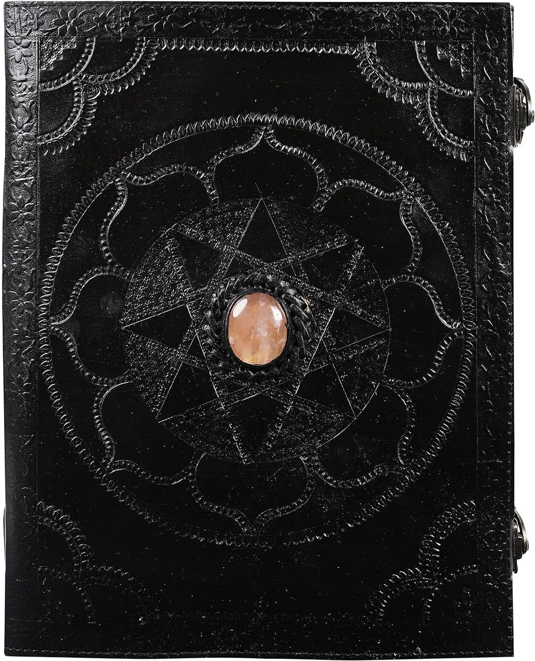 OVERDOSE Hand Embossed Stone Black Leather Journal - Handmade Antique Stone Journal For Students & O