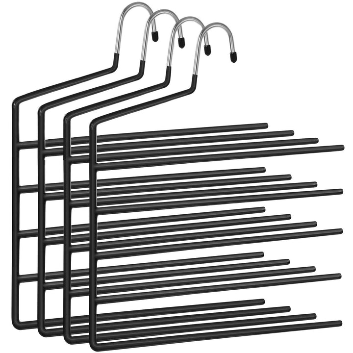 SONGMICS HosenbÜgel platzsparend, 4er Set, Mehrfach-KleiderbÜgel, offenes Ende, rutschfest, fÜr je 5
