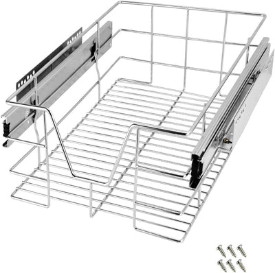 CASARIA Teleskopschublade 30cm Verchromt 25kg Belastbar Korbauszug Vollauszug mit Zubehör Haushalt K